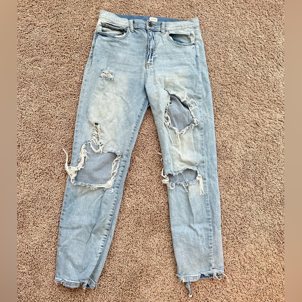 Boutique Straight Leg Distressed Jeans Light Wash